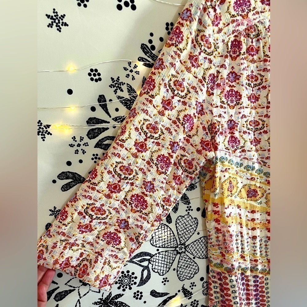 Boho Half Button Down Flowy Printed Top - image 3